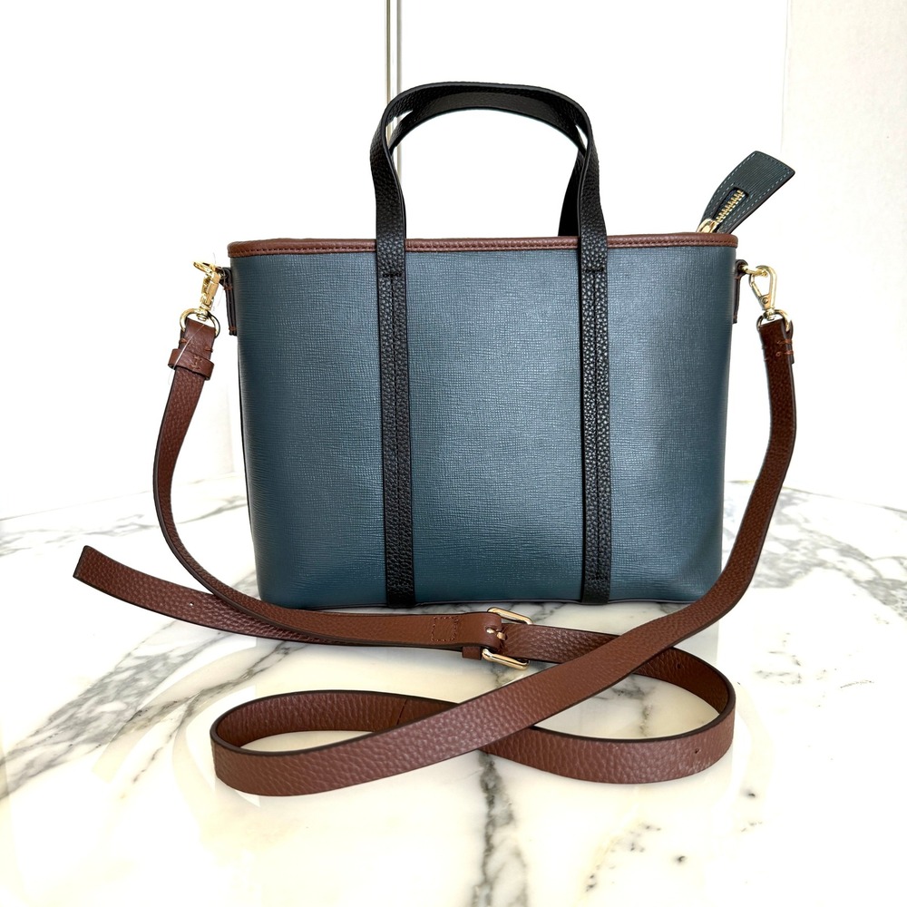 Radley London Templeton Place Blue/Brown leather Small Ziptop Grab Crossbody Bag - Picture 5 of 16